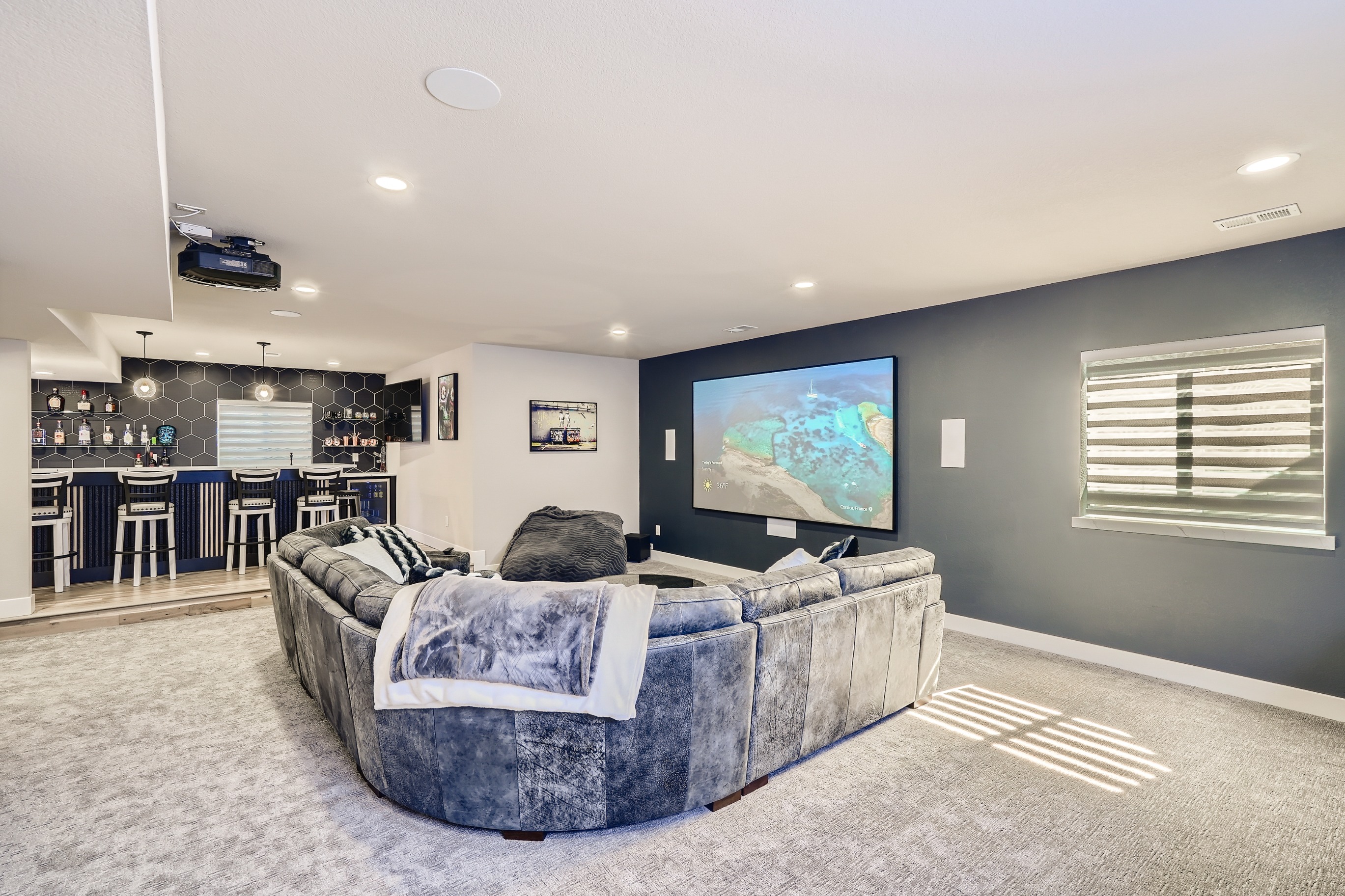Luxury Basement Remodel with Custom Wet Bar & Entertainment Space